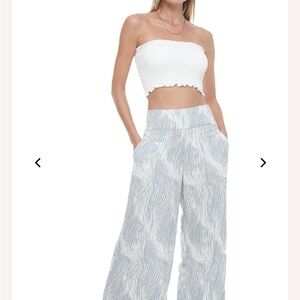 Khush Elegant White and Gray Wide-Leg Pants